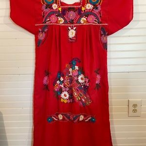 Vintage Handmade Embroidered Oaxaca Mexican Dress - image 1